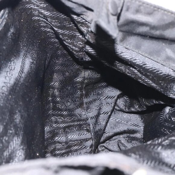 PRADA Hand Bag Nylon Metal Black Gold Auth 130971 - Picture 13 of 16